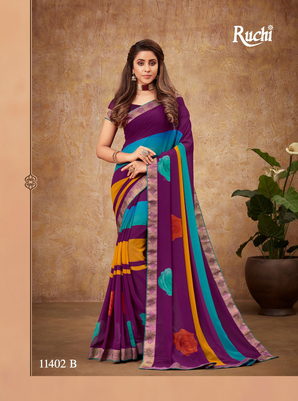 Ruchi Naavya Casual Daily Wear Georgette Designer Printed Saree Collection